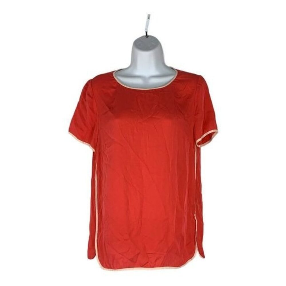 J.Crew Womens Red Short Sleeve Silk Blend Top Size 4